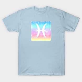 Pisces Horoscope Zodiac Unicorn Sparkle Square Monogram T-Shirt